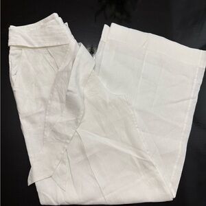 L'Academie White Wide Leg Linen Pants